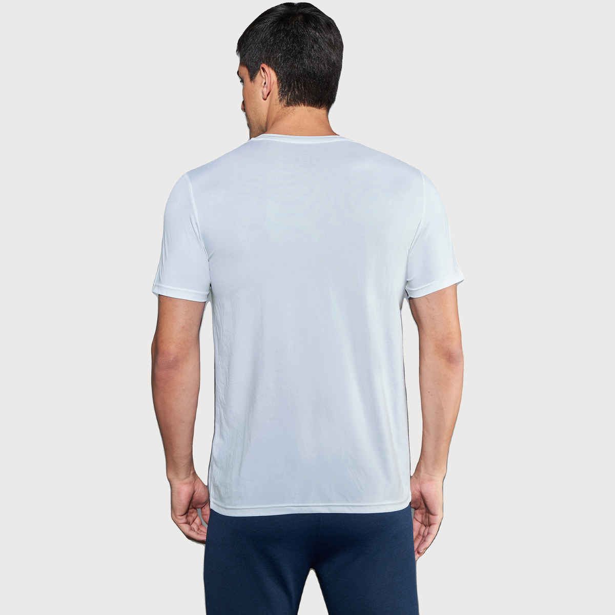 Technosport Men's Poly Printed Slim Fit Round Neck Sports T-shirt | White - L
