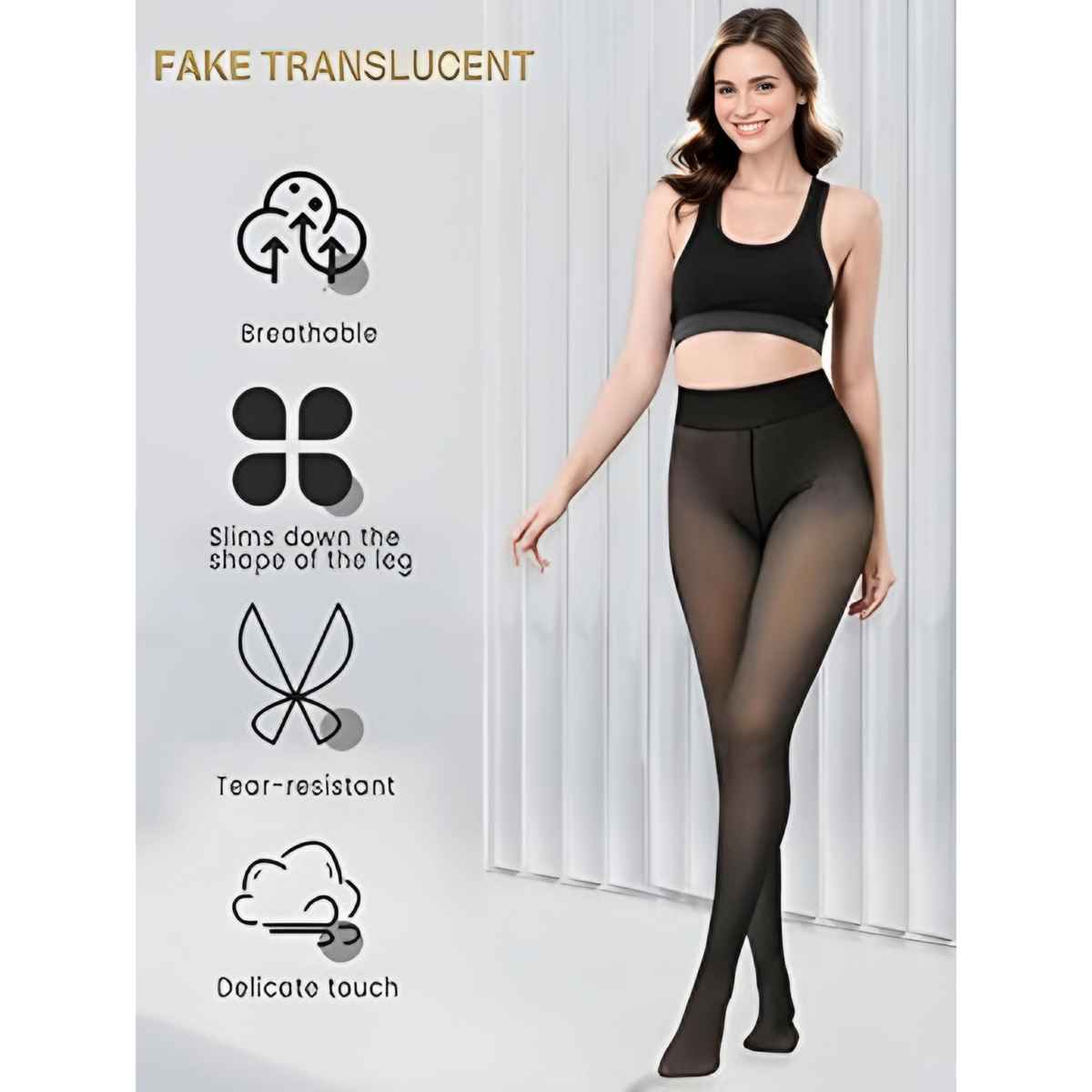 Dunberry London Dual-Tone Fur Translucent Winter Thermal Stockings | Black | Free Size