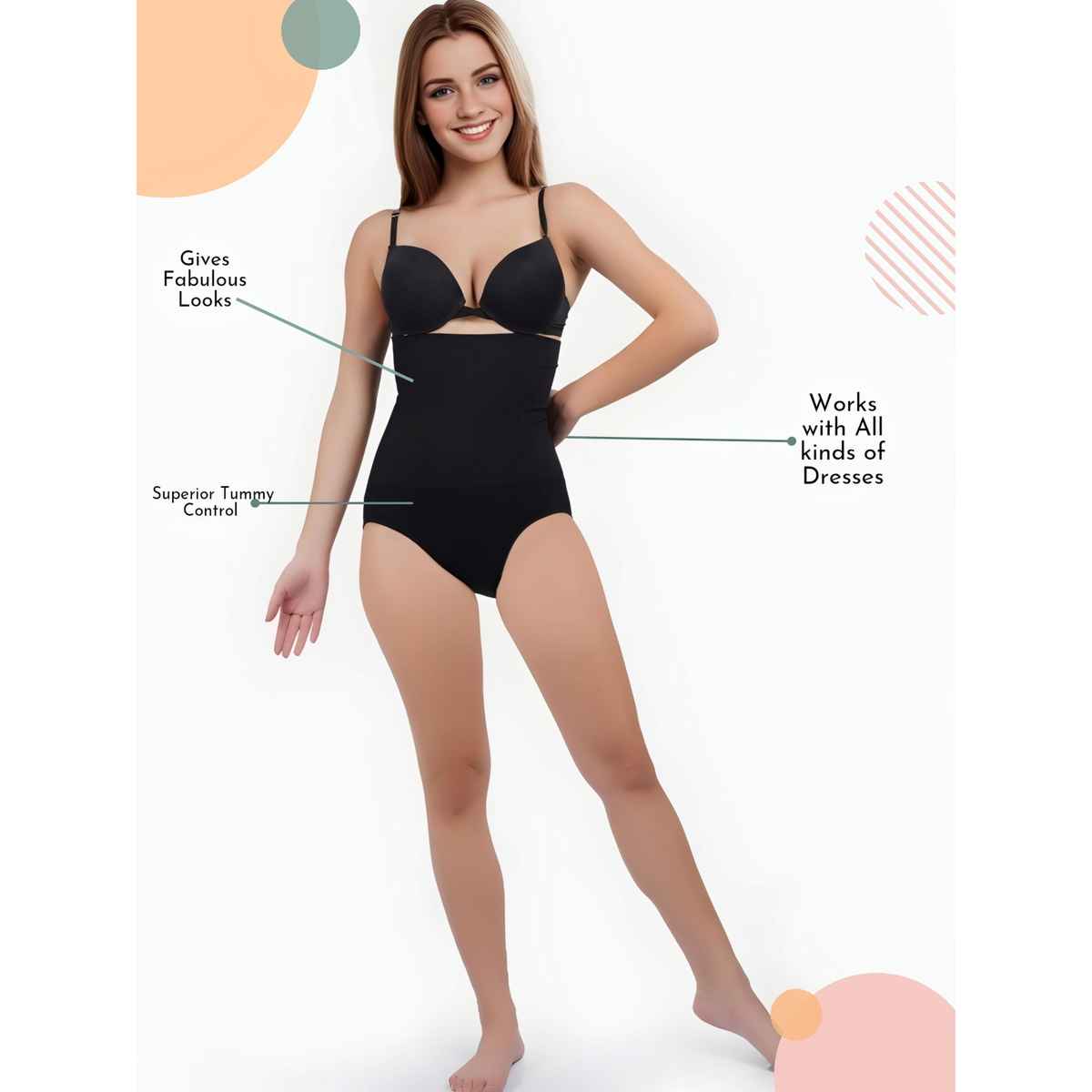 Dunberry London Seamless High Waist Tummy Tucker & Hip Shaper | Anti-Rolling | Black | M/L/XL