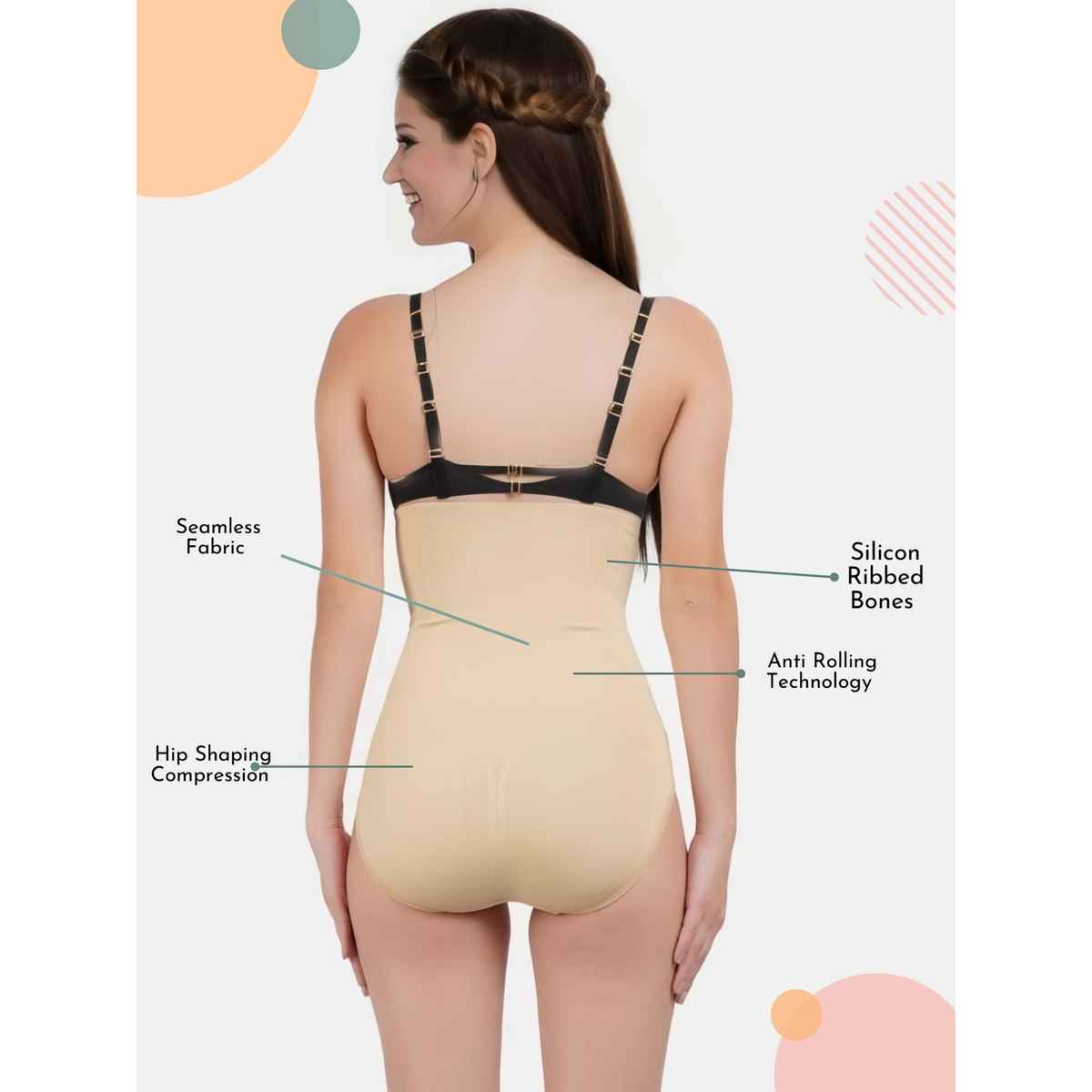 Dunberry London Seamless High Waist Tummy Tucker & Hip Shaper | Anti-Rolling | Beige | M/L/XL