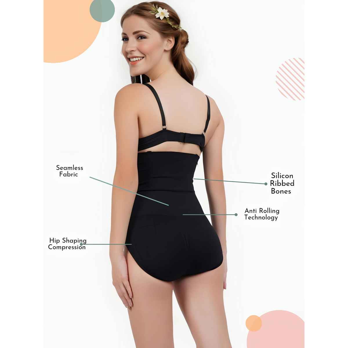 Dunberry London Seamless High Waist Tummy Tucker & Hip Shaper | Anti-Rolling | Black | M/L/XL