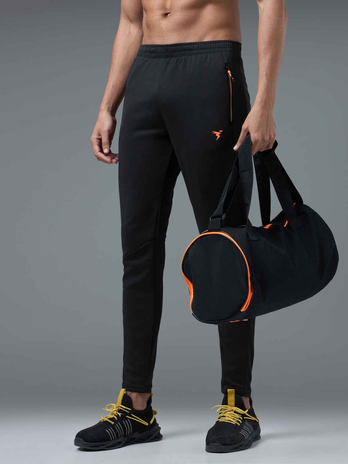 Technosport Men Poly Solid Slim Fit Sports Trackpants with TECHNO DRY | Black | M