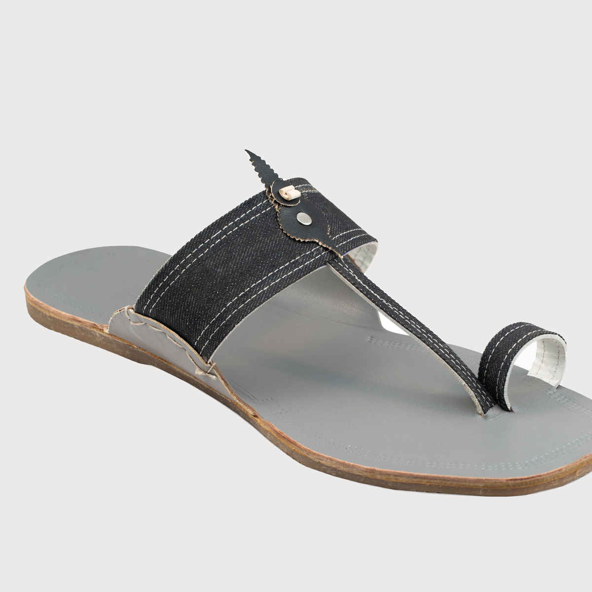 Korakari DenimCharm Kolhapuri Chappal for Men Grey | UK9