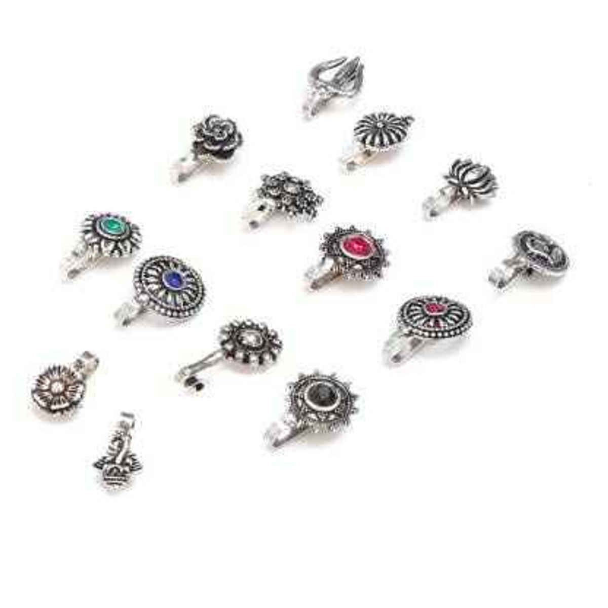 YouBella Silver Plated Alloy Nose Ring Set (YB - Nosepin - 1)