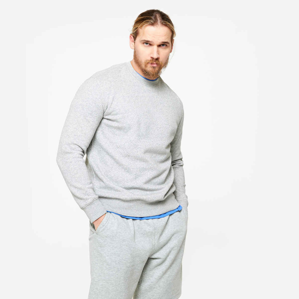 Domyos By Decathlon Men's Warm Round Neck Sweatshirt | Grey - 2XL