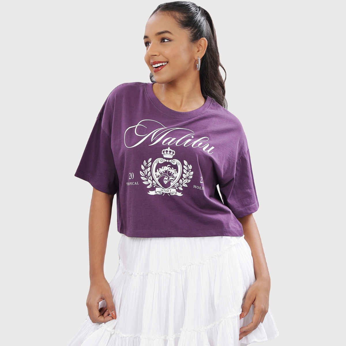 Crop Top from OUTLAWS | For Gym and Daily Wear | 100% cotton for Women | Purple - M