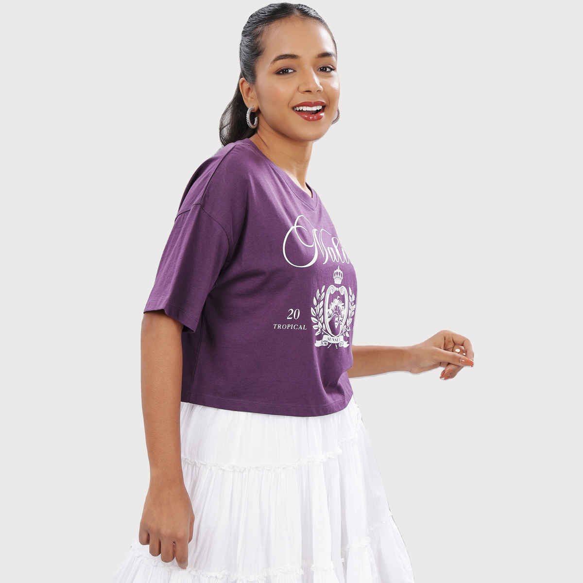 Crop Top from OUTLAWS | For Gym and Daily Wear | 100% cotton for Women | Purple - M