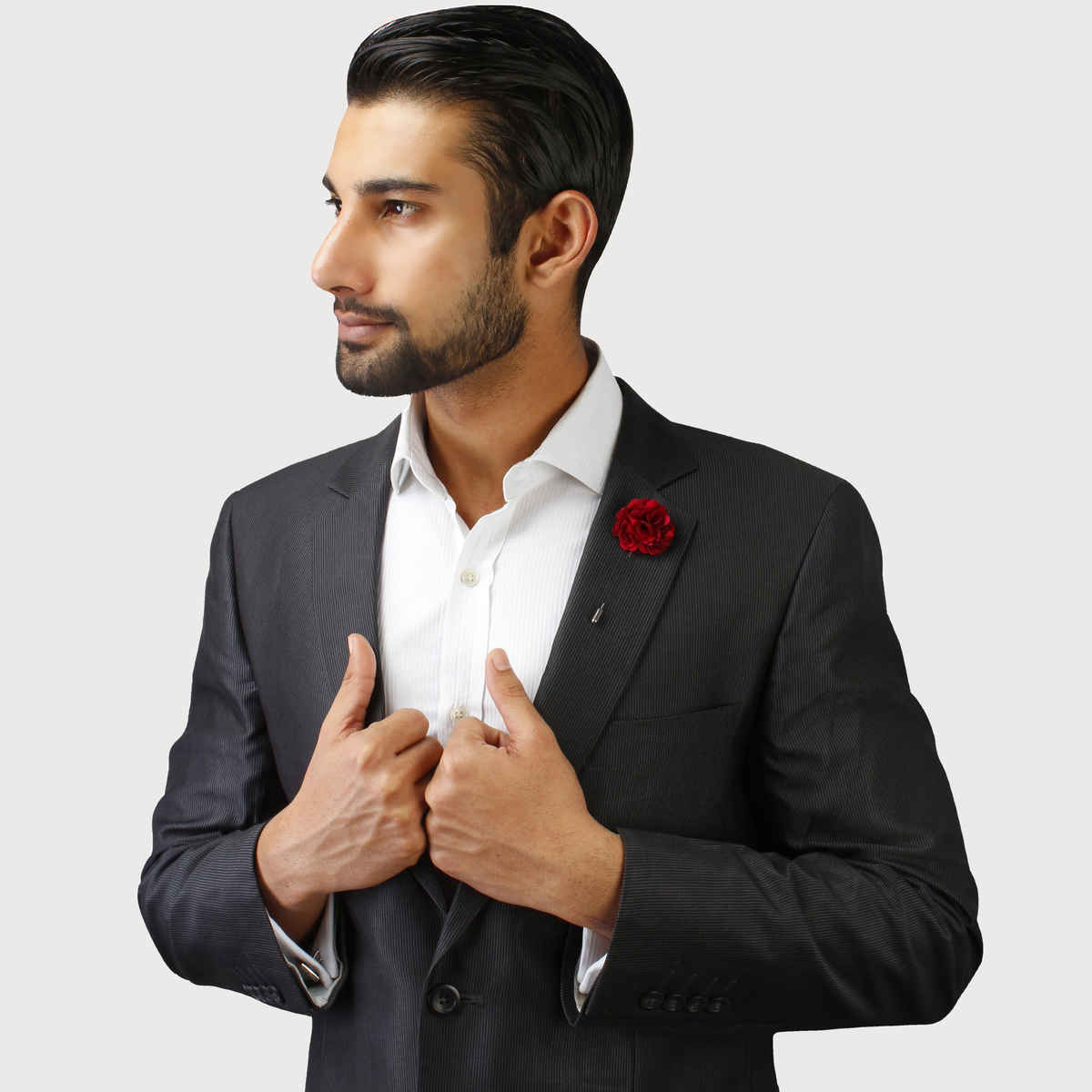 Peluche Men's Floral Brass Lapel Pin | Maroon