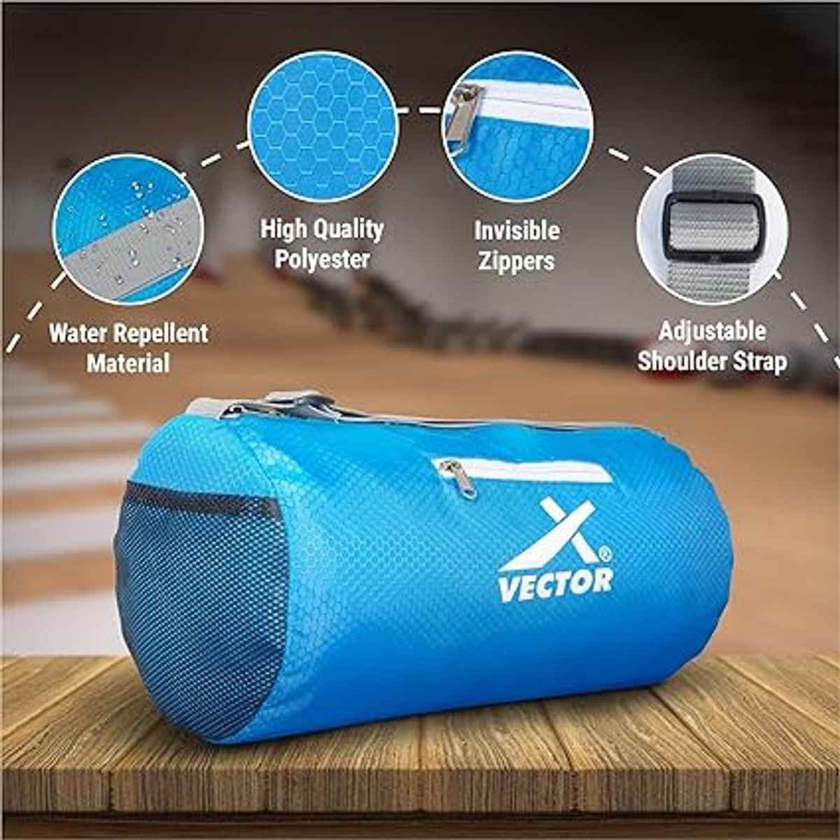 Vector X Unisex Textured Polyester 17 L Gym Bag | Blue - One Size