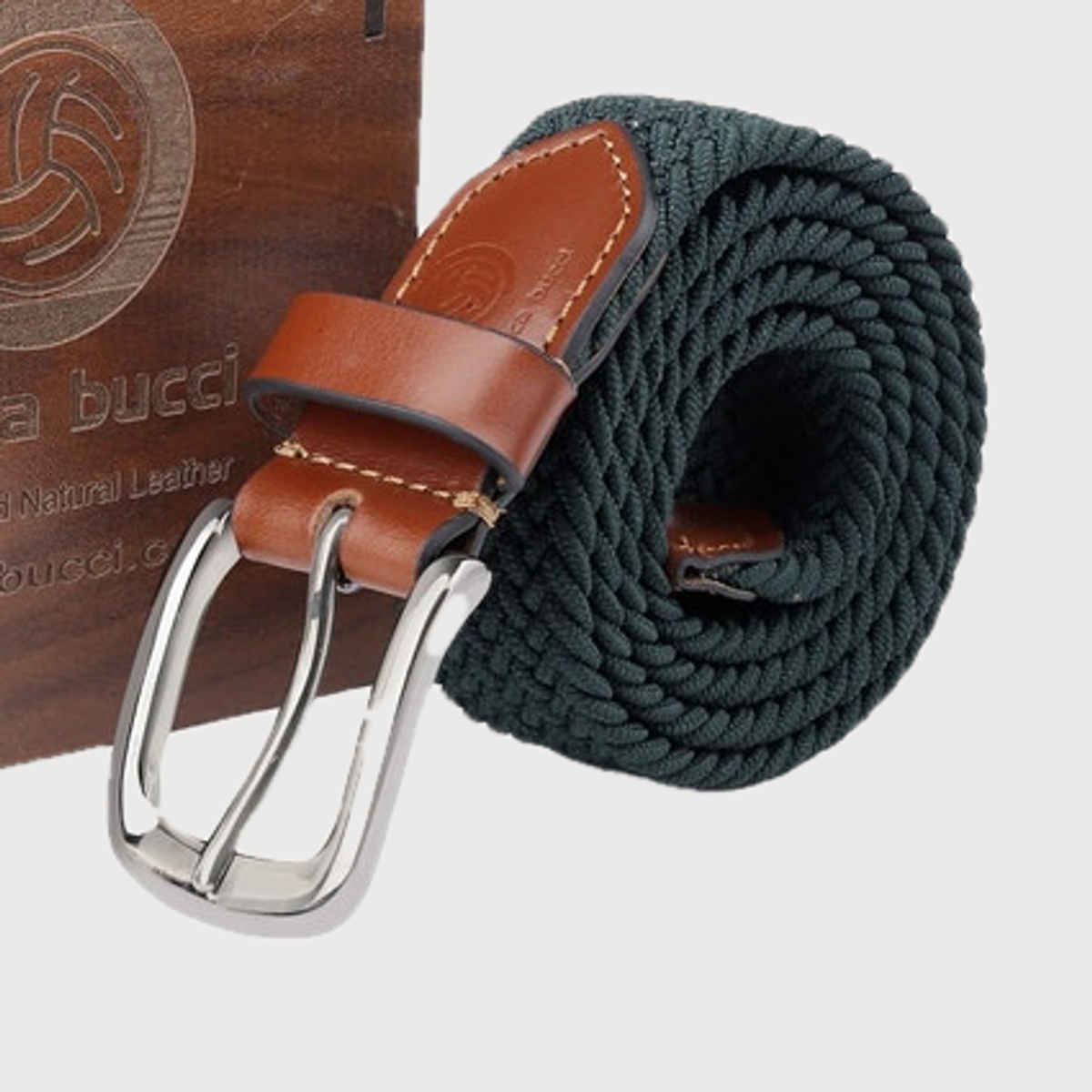 Bacca Bucci Men's Elastic Braided Golf Belt Sea Green Waist | 32