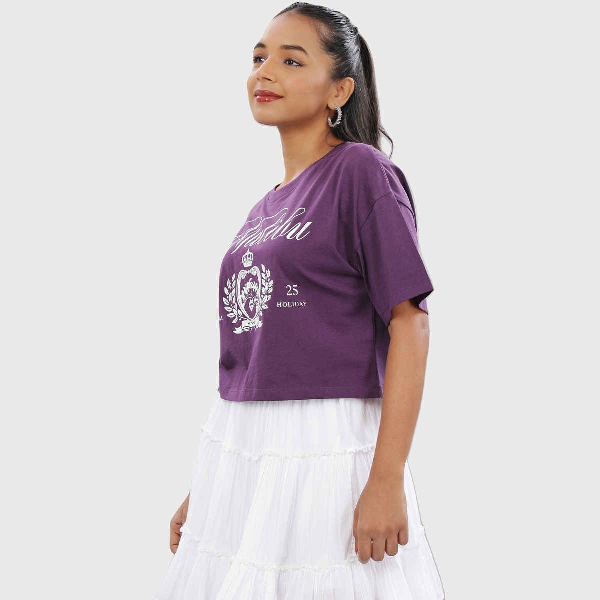 Crop Top from OUTLAWS | For Gym and Daily Wear | 100% cotton for Women | Purple - M