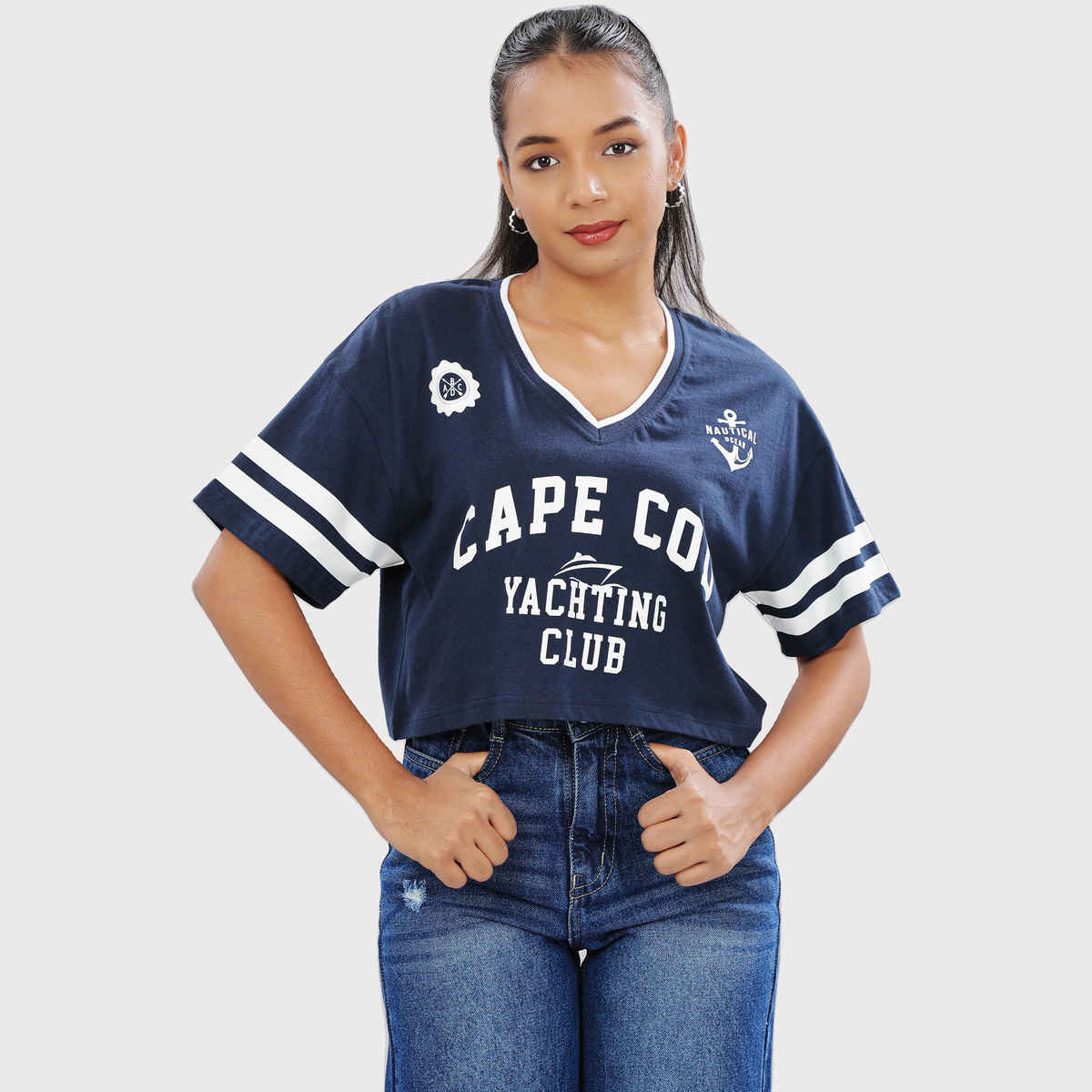 Crop Top from OUTLAWS | For Gym and Daily Wear | 100% cotton for Women | Blue - L