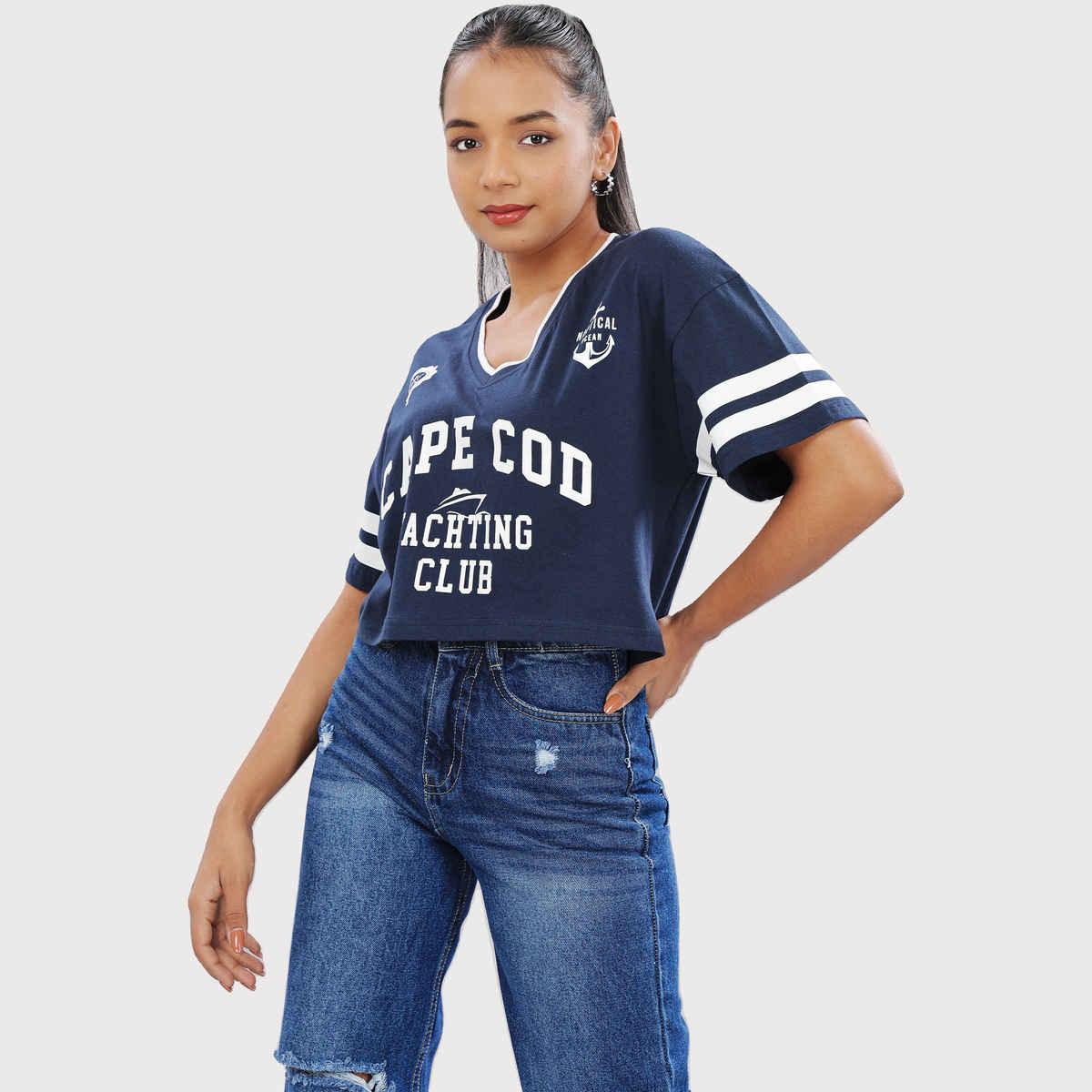 Crop Top from OUTLAWS | For Gym and Daily Wear | 100% cotton for Women | Blue - L