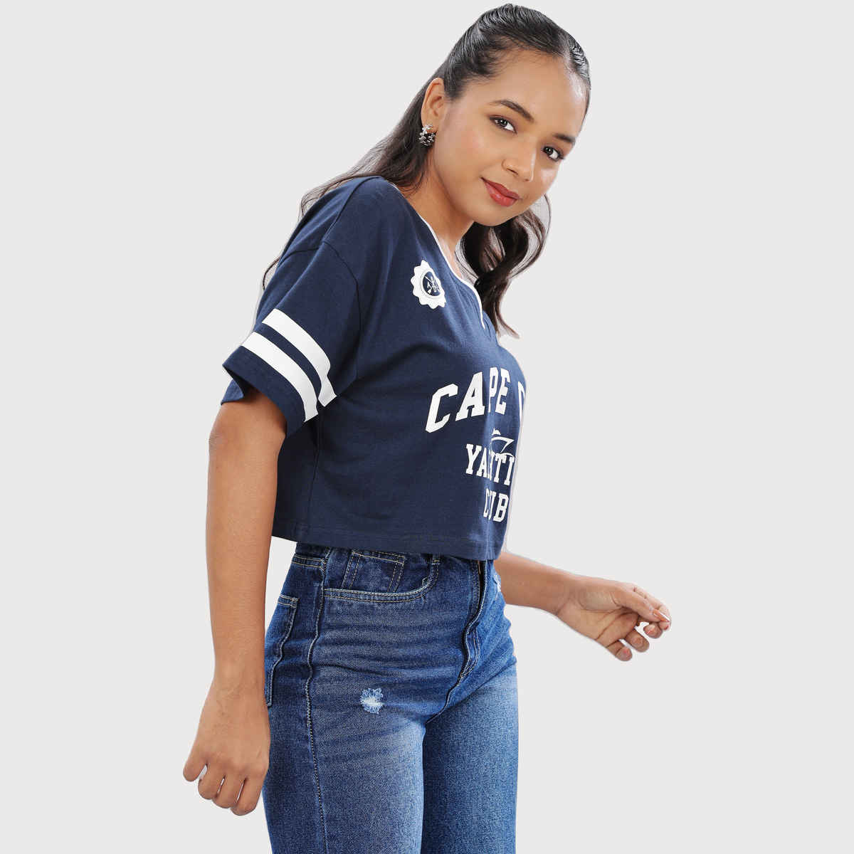 Crop Top from OUTLAWS | For Gym and Daily Wear | 100% cotton for Women | Blue - L