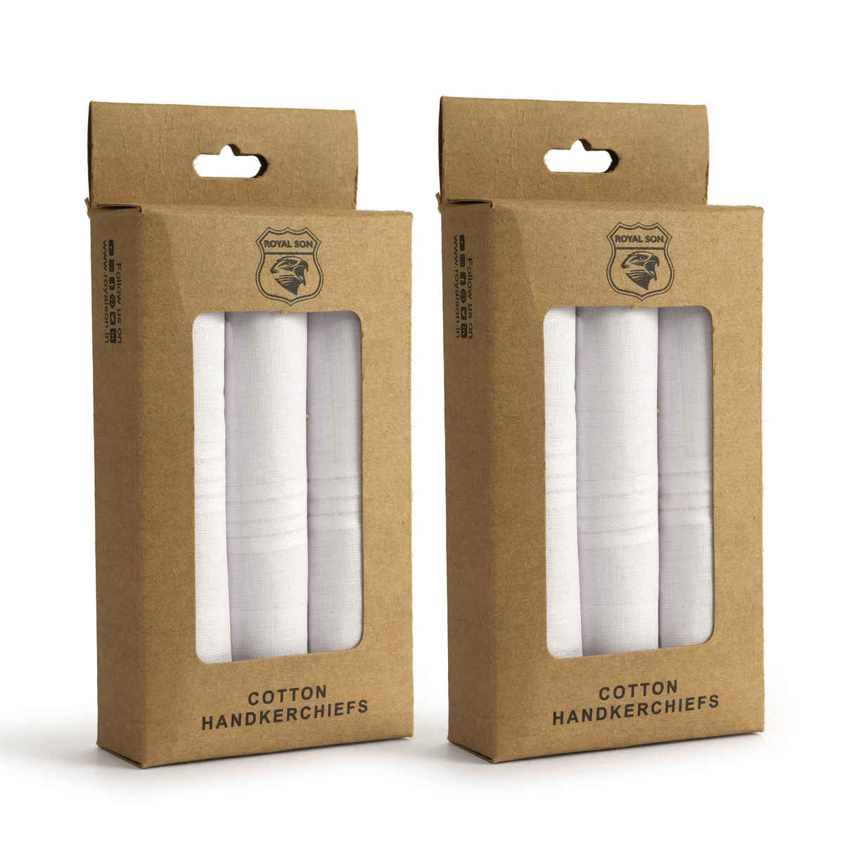 Royal Son Men's Casual Premium Cotton Handkerchief Hanky - HNYK - WT - WT - 6P