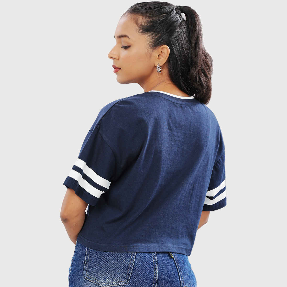 Crop Top from OUTLAWS | For Gym and Daily Wear | 100% cotton for Women | Blue - L