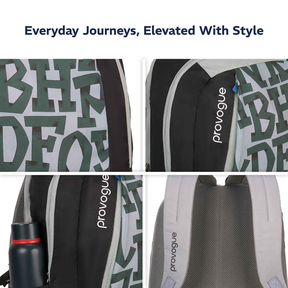 Provogue Alpha Laptop Bag With Large Compartments, Bottle Holder, Midnight Black, 25 Ltr