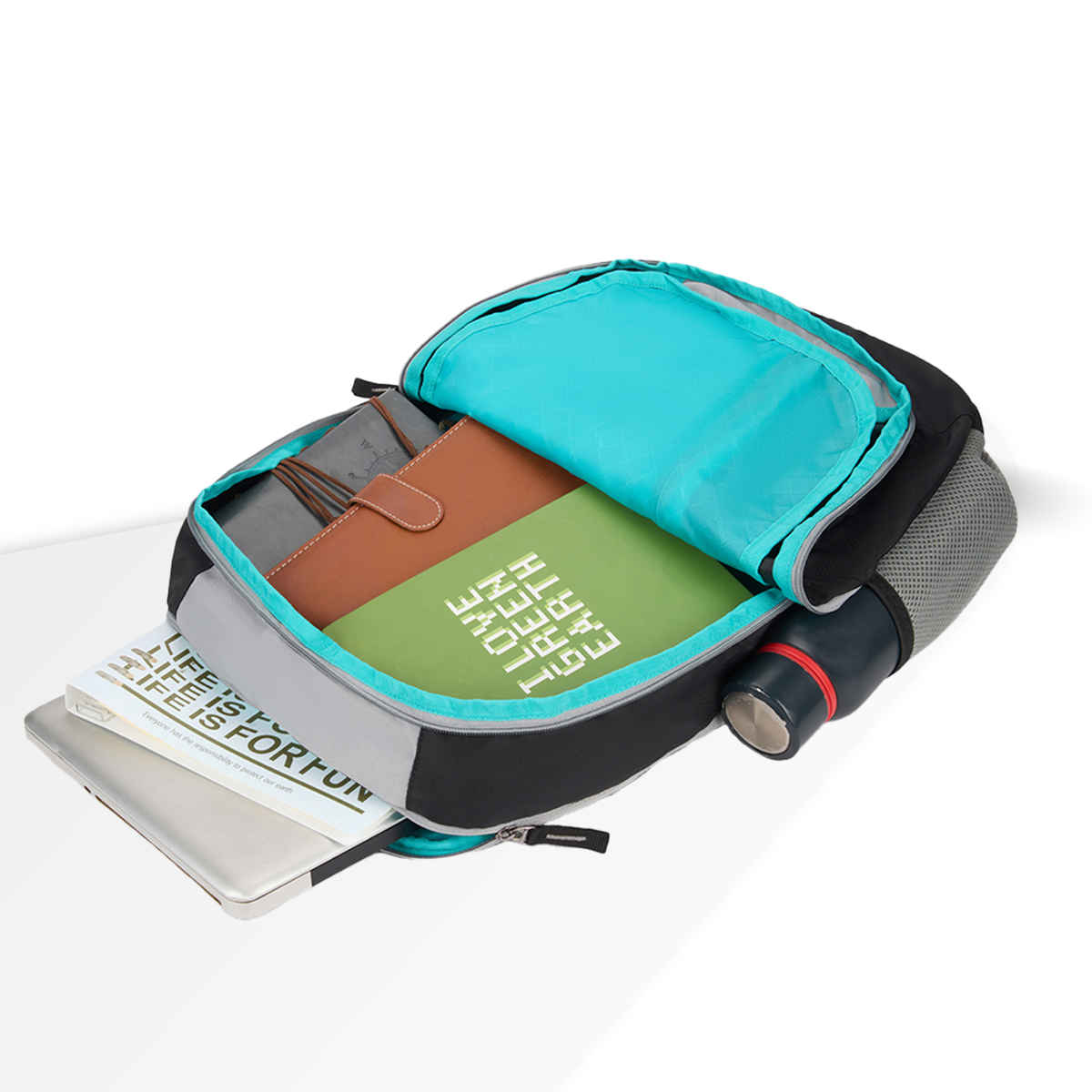 Provogue Alpha Laptop Bag With Large Compartments, Bottle Holder, Midnight Black, 25 Ltr