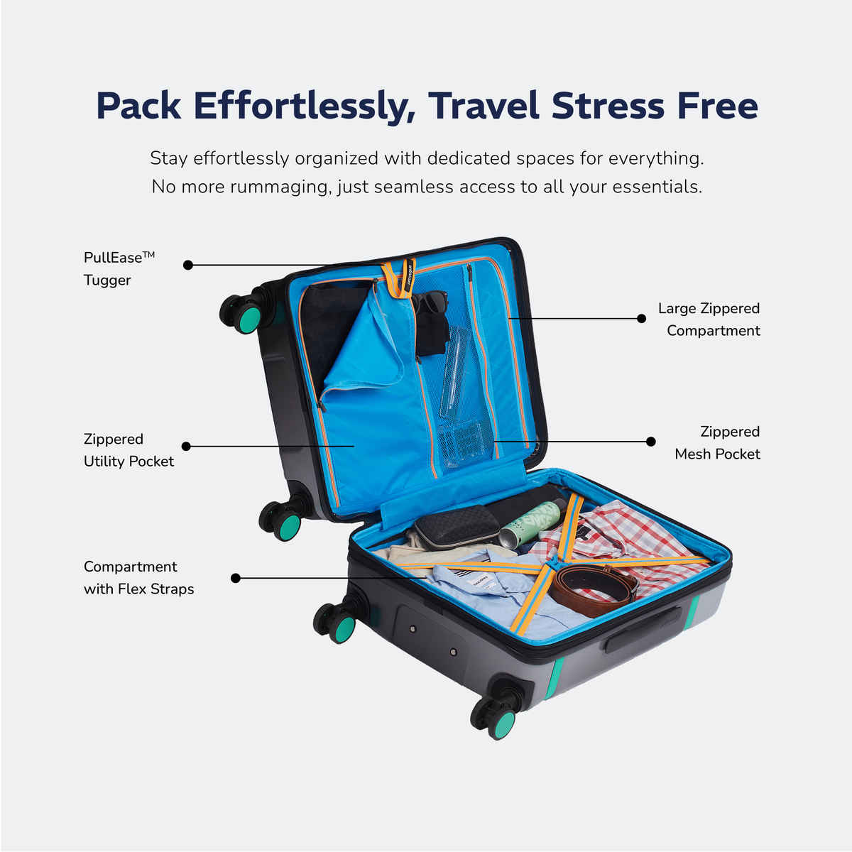 Provogue Linea Hard-Sided PC Large Check-in Luggage Suitcase | Galaxy Black - 75 cm