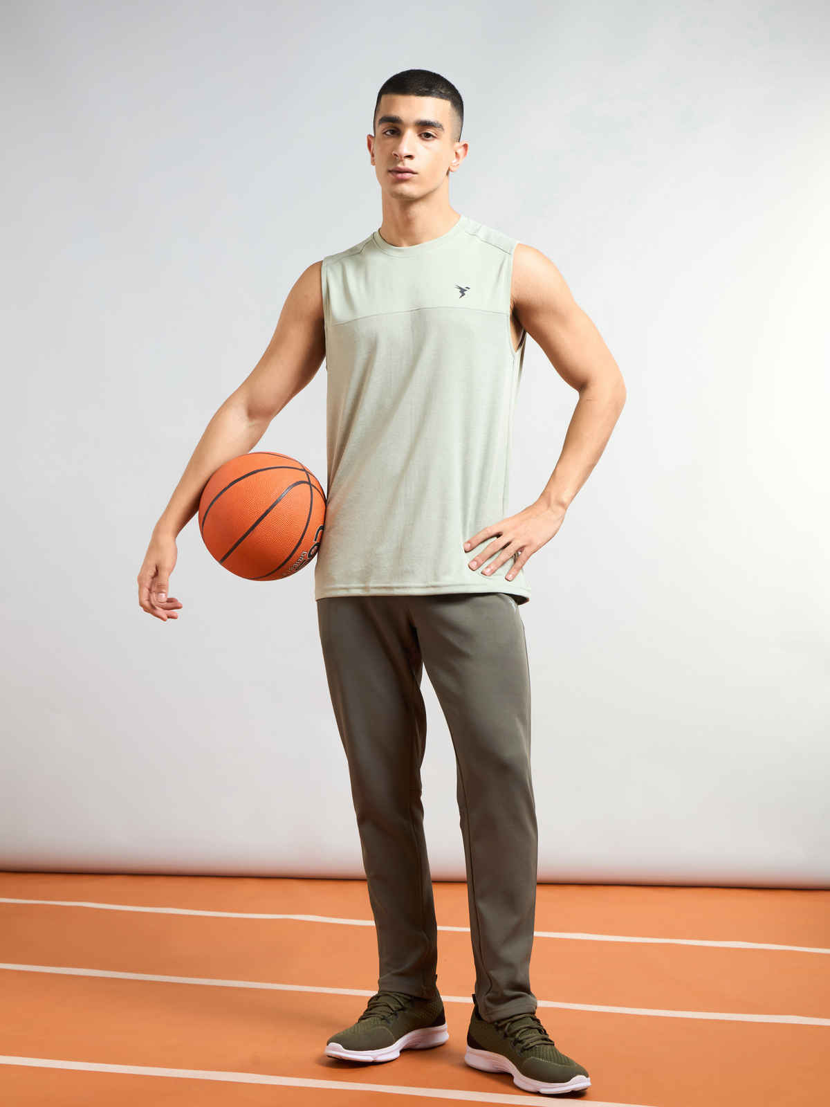 Technosport Men's Solid Slim Fit Sports Running Active Gym Trackpants | ELASTO PLUS | Beetle - M