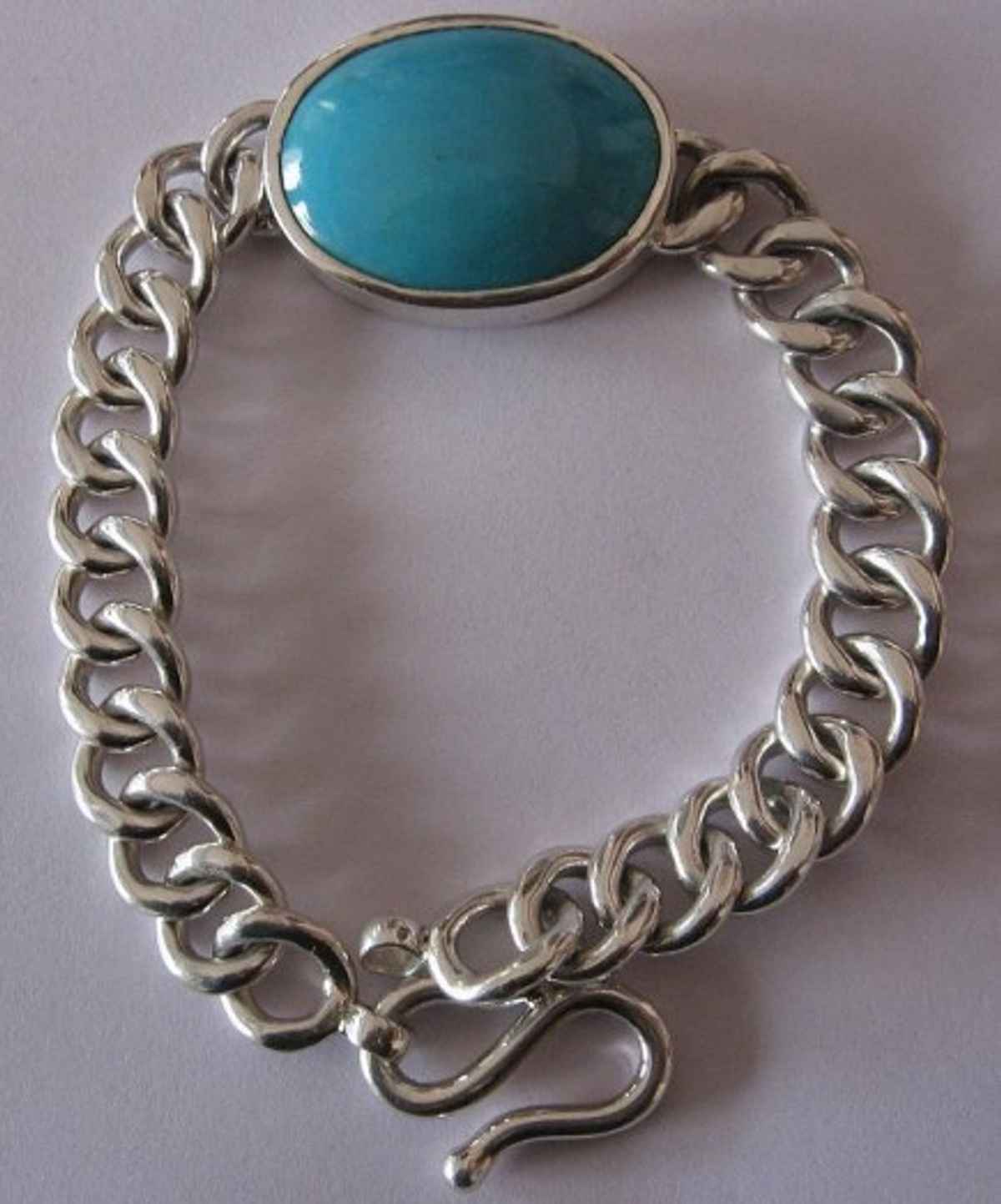 Blue Stone Men'S Chain Bracelet Silver