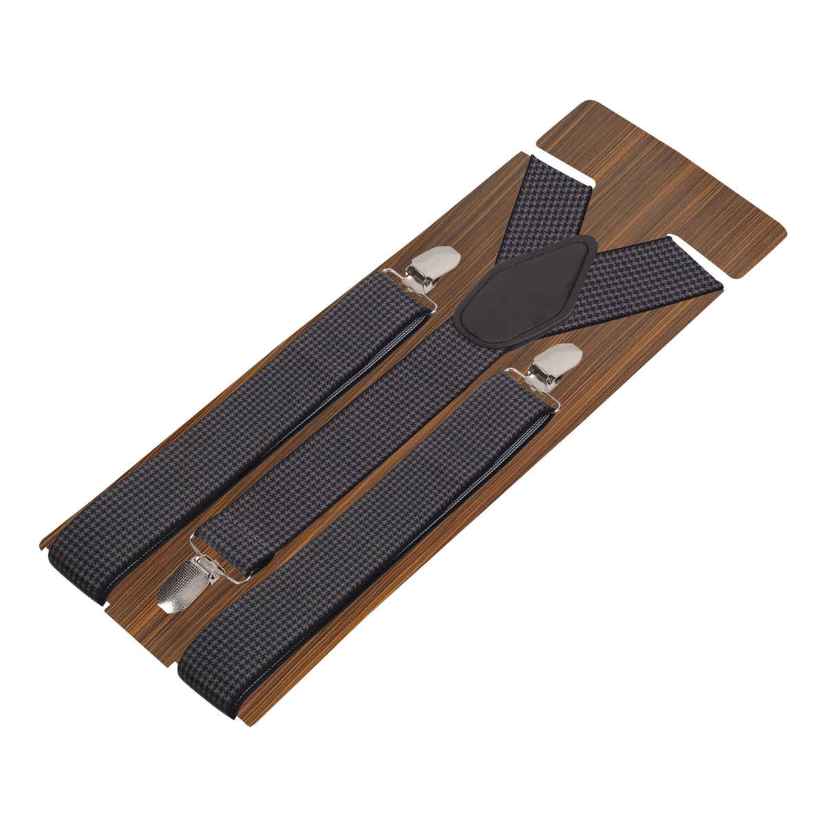 Peluche Men's Patterned Elastic Suspender | Black - Free Size
