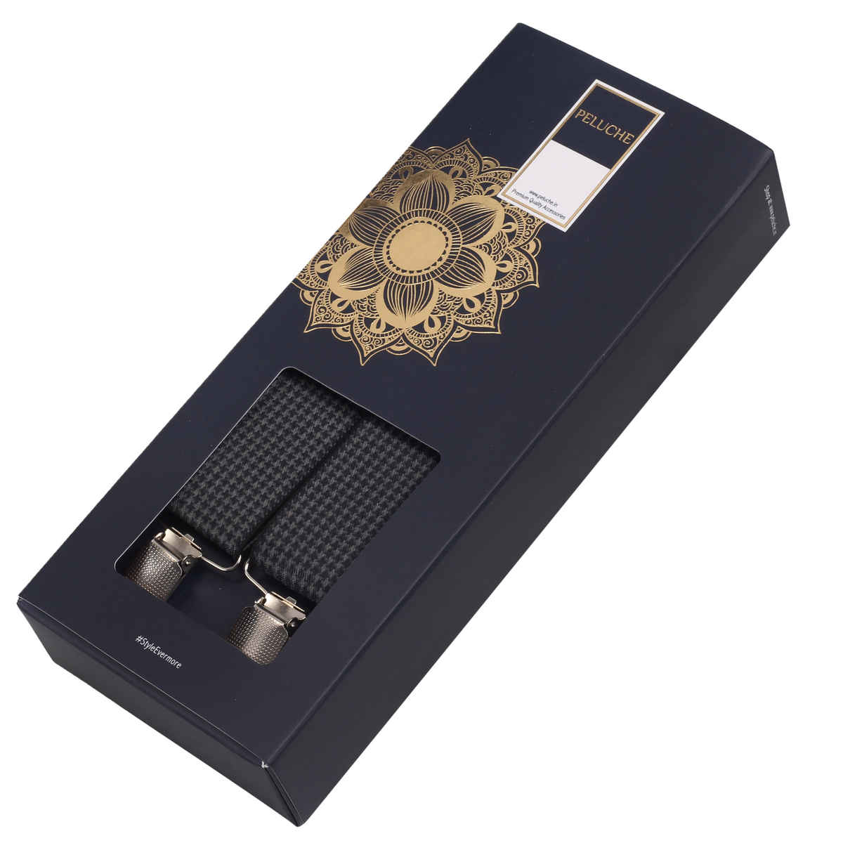 Peluche Men's Patterned Elastic Suspender | Black - Free Size