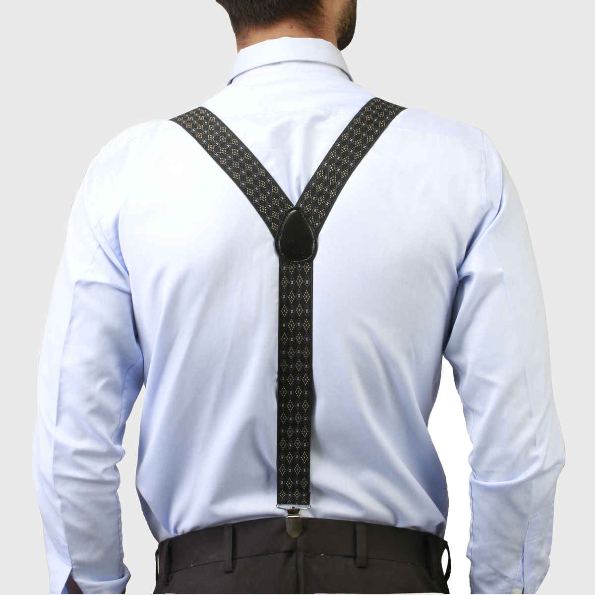 Peluche Men's Patterned Elastic Suspender | Black - One Size