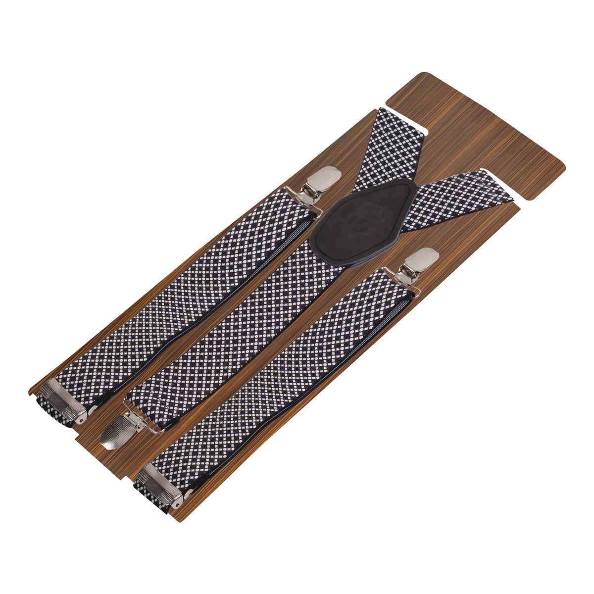 Peluche Men's Patterned Elastic Suspenders | Black - Free Size