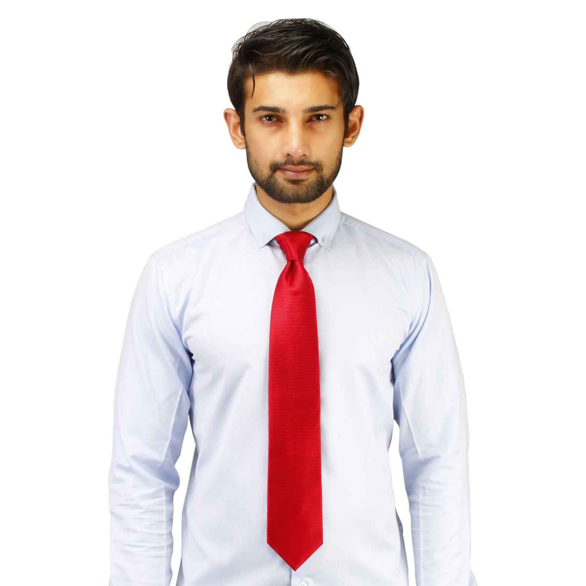 Peluche Men's Solid Polyester Necktie | Red - Standard