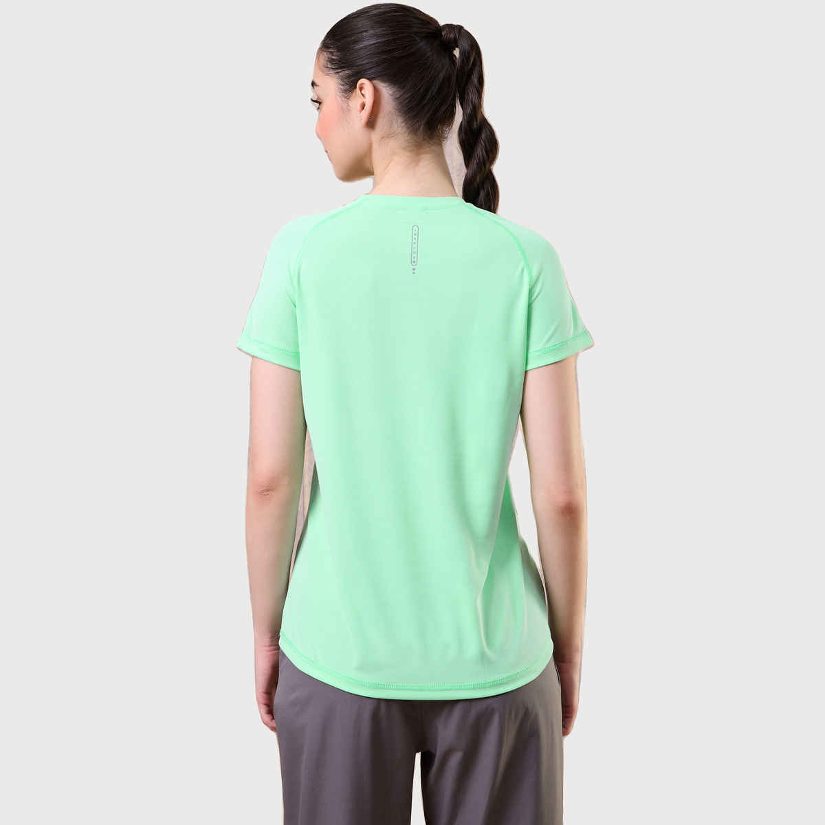 Technosport Women's Solid Slim Fit Round Neck Sports T-shirt With Techno Cool | Mint Green | M