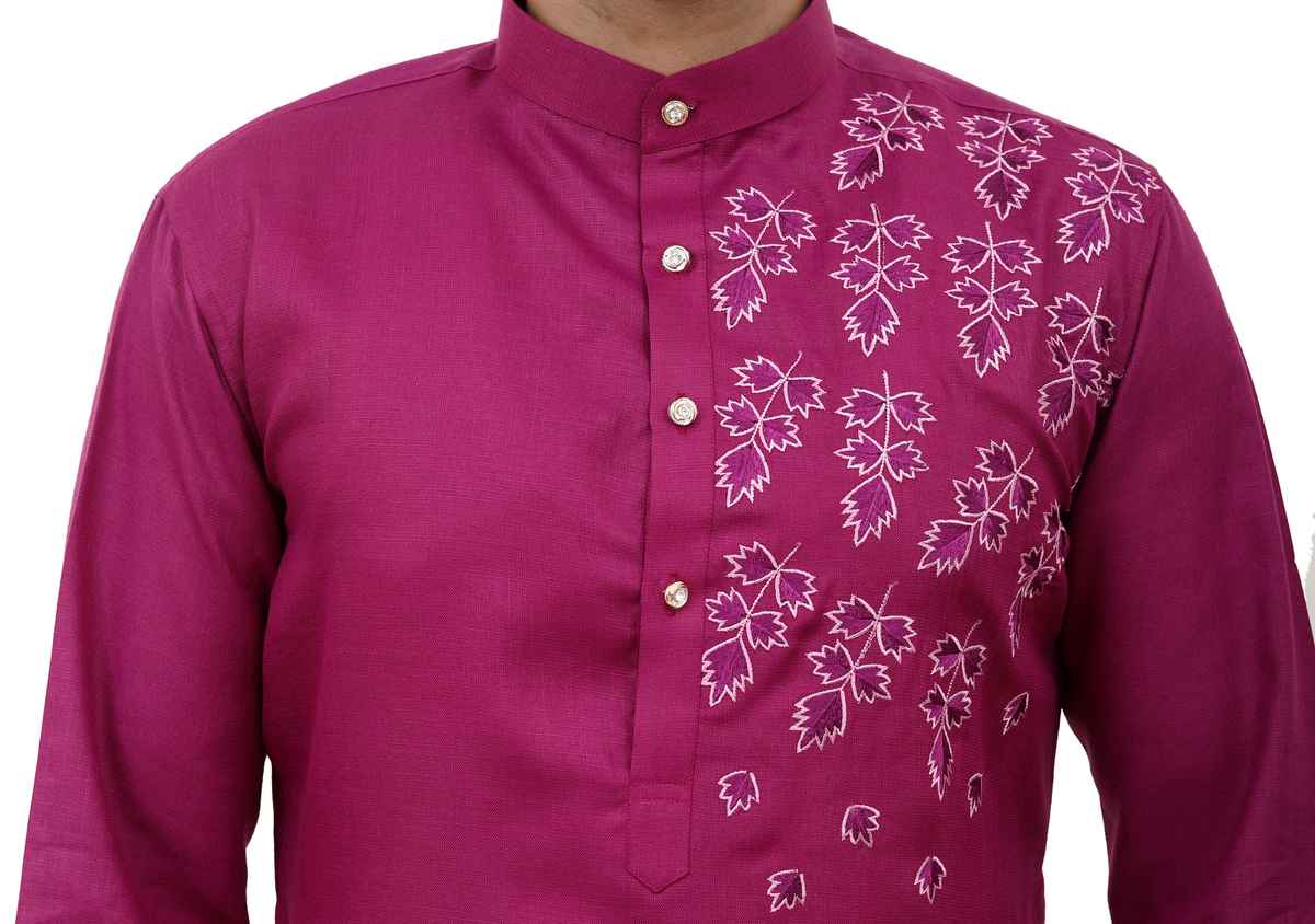 Tibra Collection Men Kurta - Burgundy | Designer | Cotton Blend | XXL