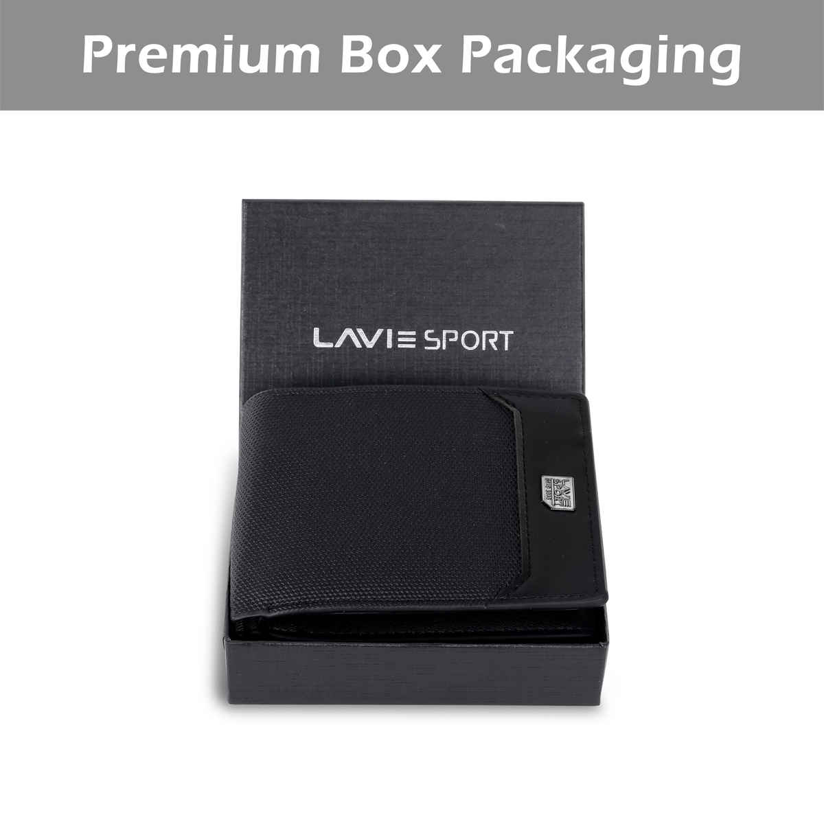 Lavie Sport Edward Men's Wallet | 5 Card Slots | Biofold Wallet | Synthetic Leather | Purse - Black