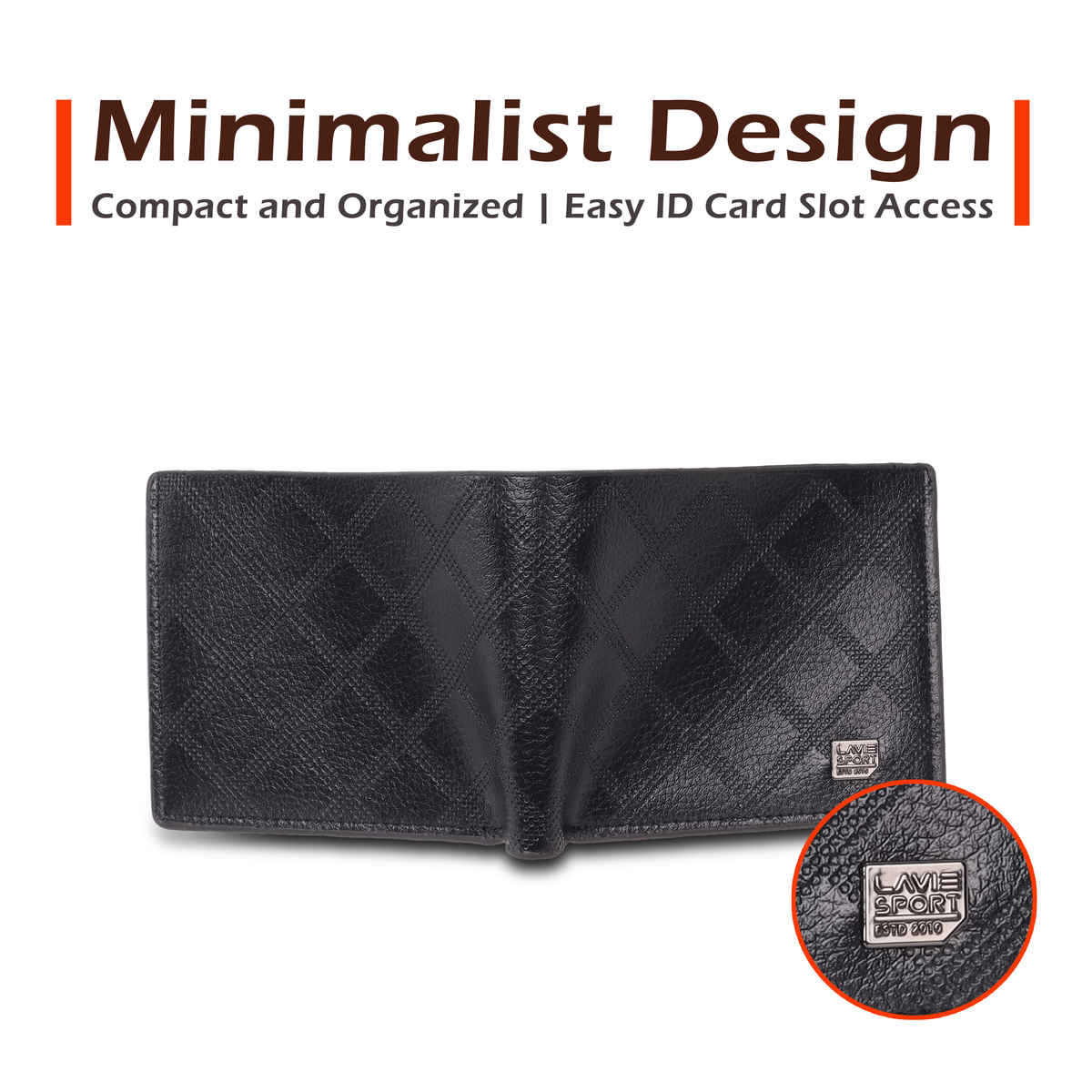 Lavie Sport Men's Charles Synthetic Leather Wallet | Biofold Wallet | Black