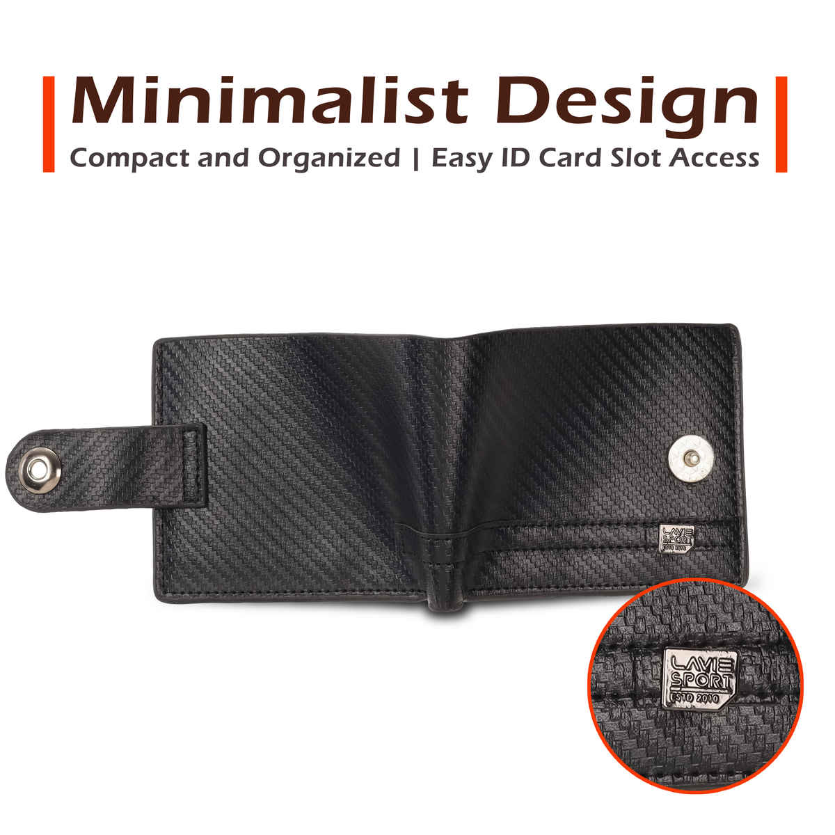 Lavie Sport Men's Richard Synthetic Leather Wallet | Biofold Wallet | Black