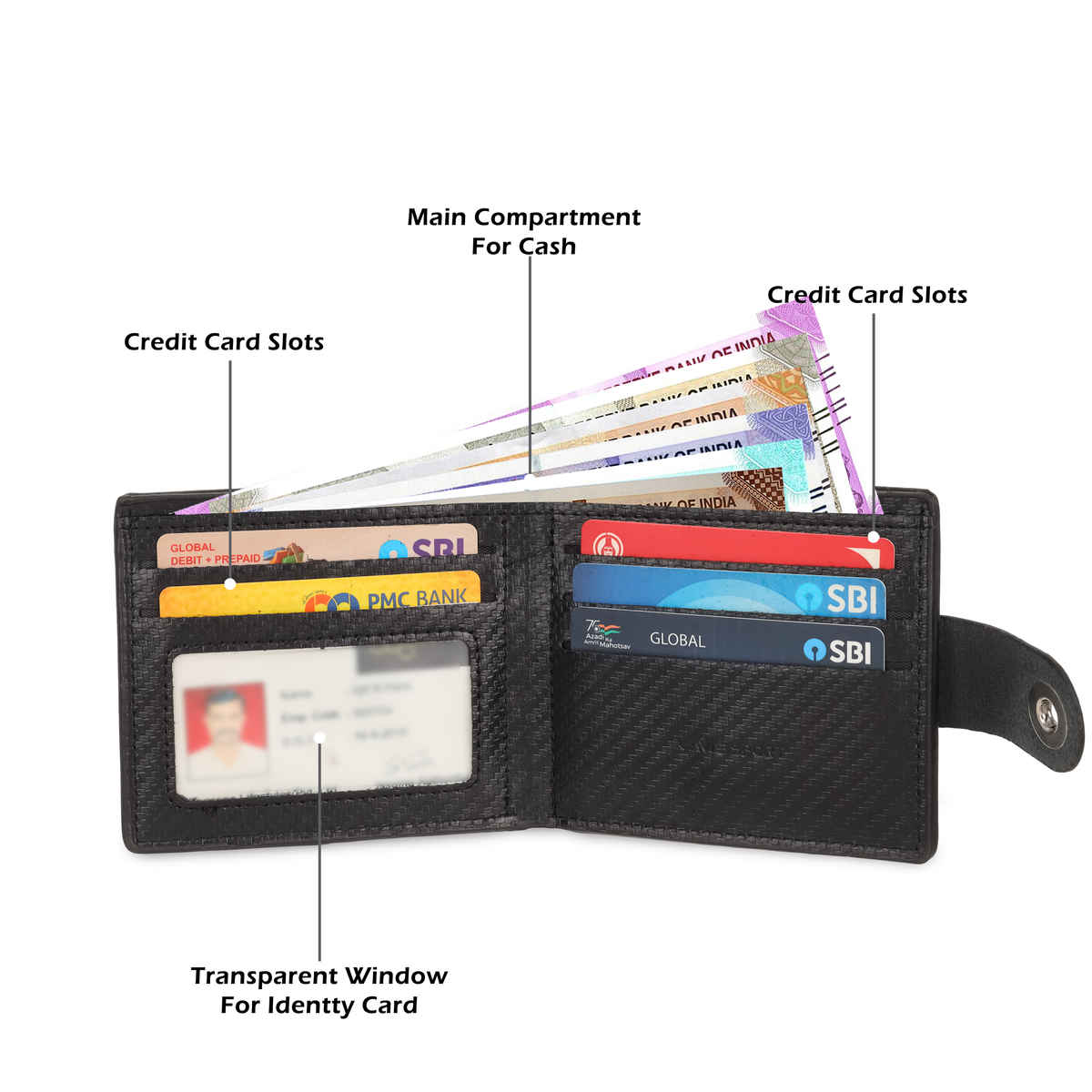 Lavie Sport Men's Richard Synthetic Leather Wallet | Biofold Wallet | Black