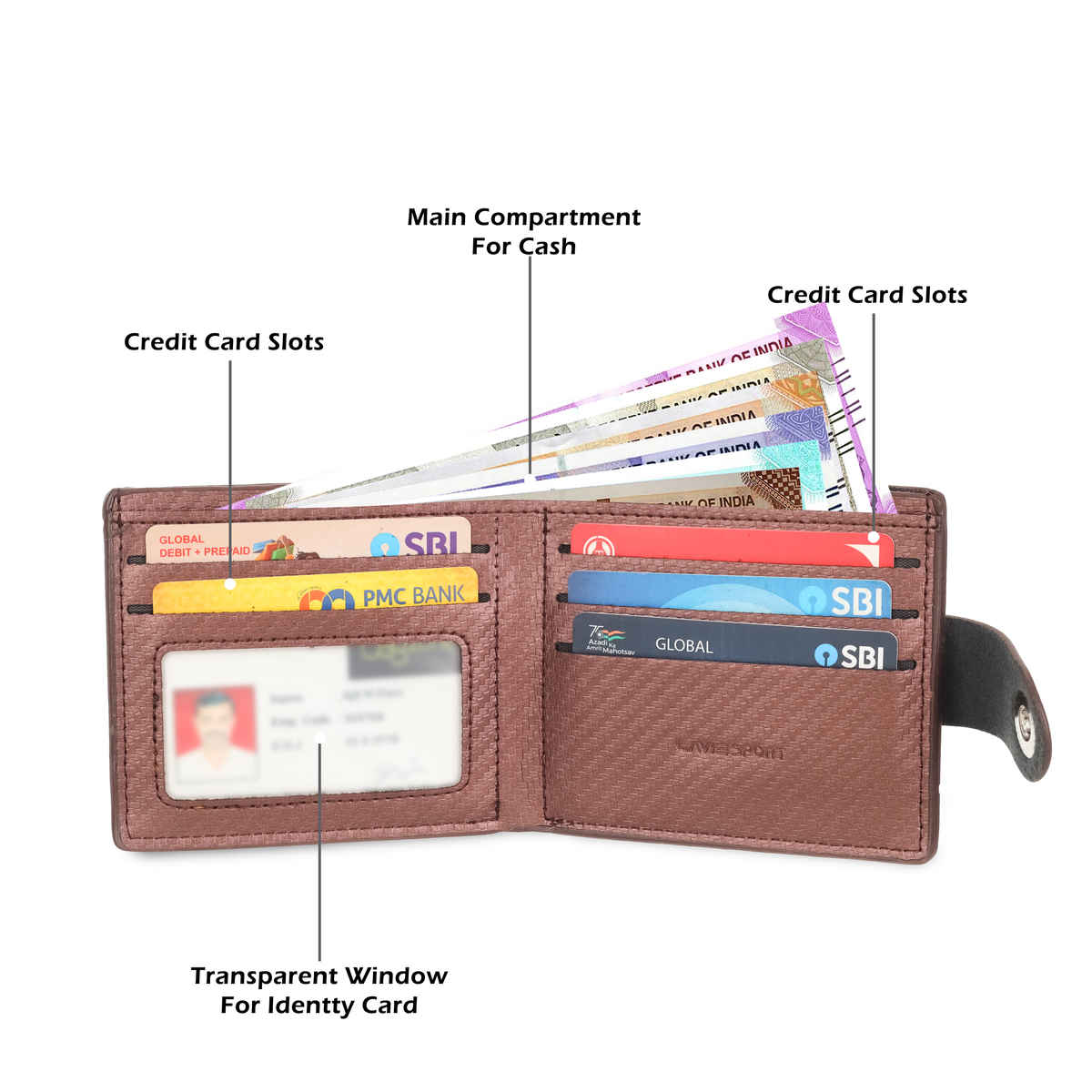 Lavie Sport Men's Richard Synthetic Leather Wallet | Biofold Wallet | Brown