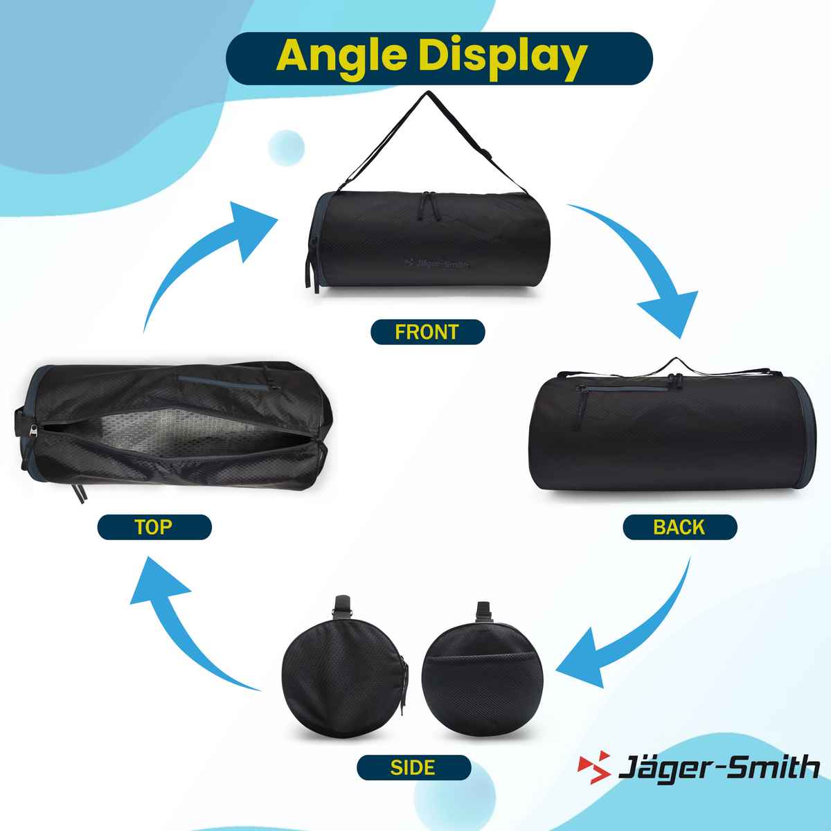 Jager-Smith Unisex Solid Polyester 23 L Gym Bag | Black and Grey