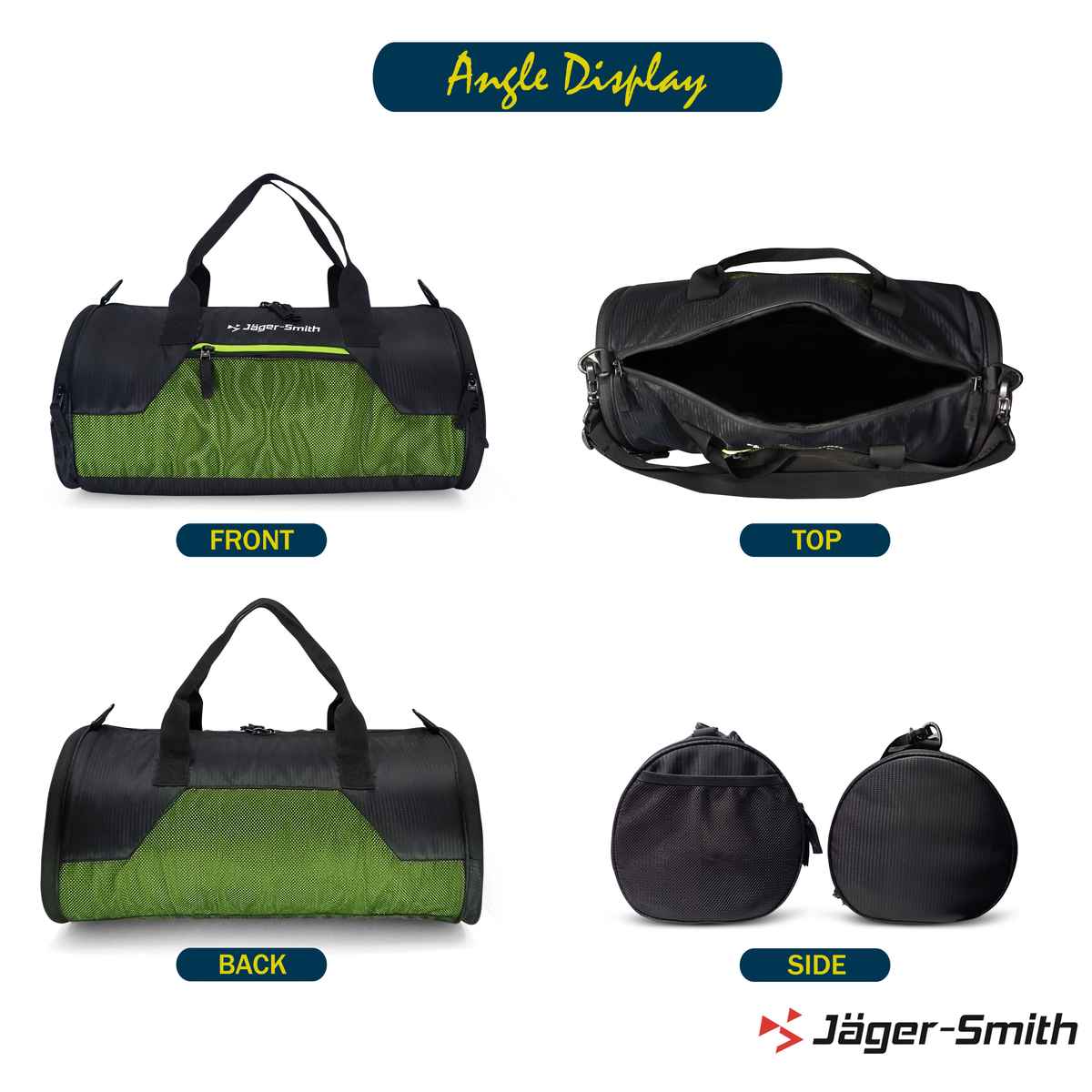 Jager-Smith JSGB500 | Black, Green Multipurpose GYM Bag-27L