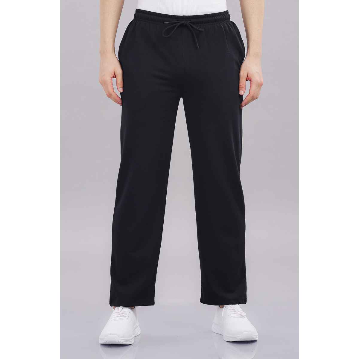 Springman Men's Solid Cotton Rich French Terry Baggy Track Pant | Black - M