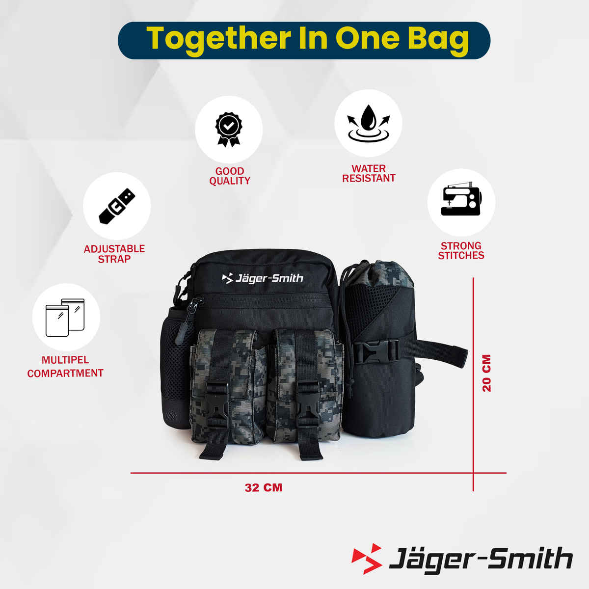 Jager-Smith JSWB 101 Adventure Multipurpose Waist Bag | Black and Camoflogue