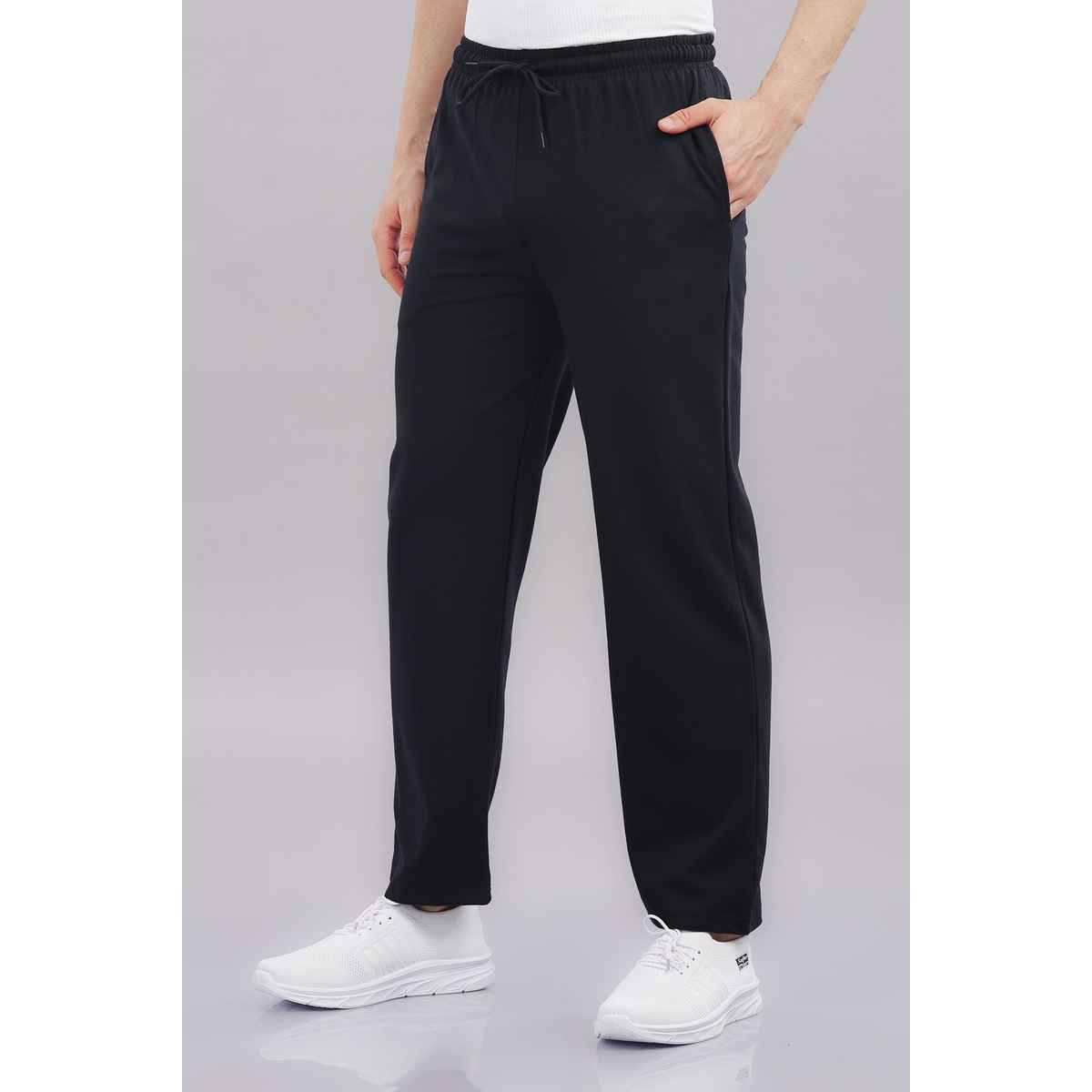 Springman Men's Solid Cotton Rich French Terry Baggy Track Pant | Black - S