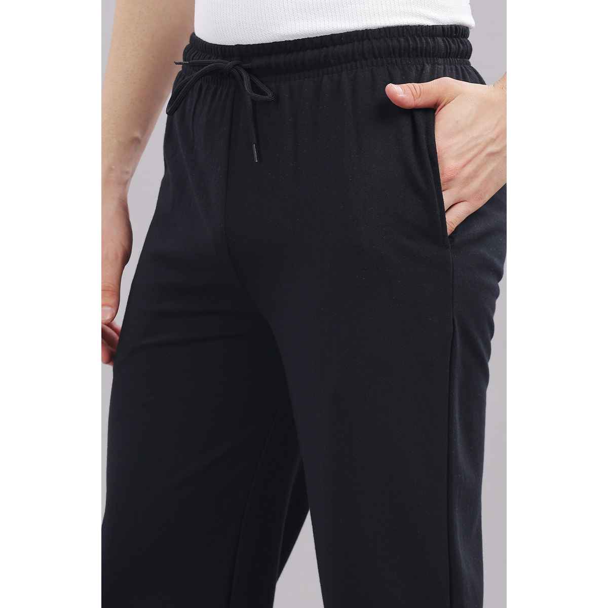 Springman Men's Solid Cotton Rich French Terry Baggy Track Pant | Black - S