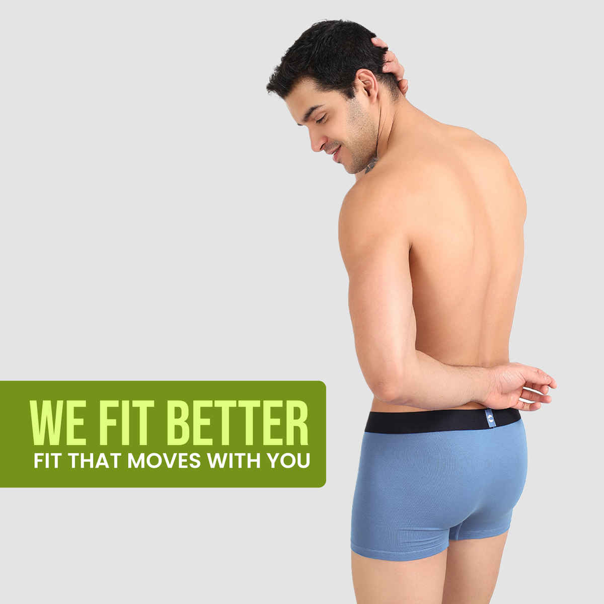 Freecultr Men's Cotton Trunks | Black & Shadow Blue - 2XL