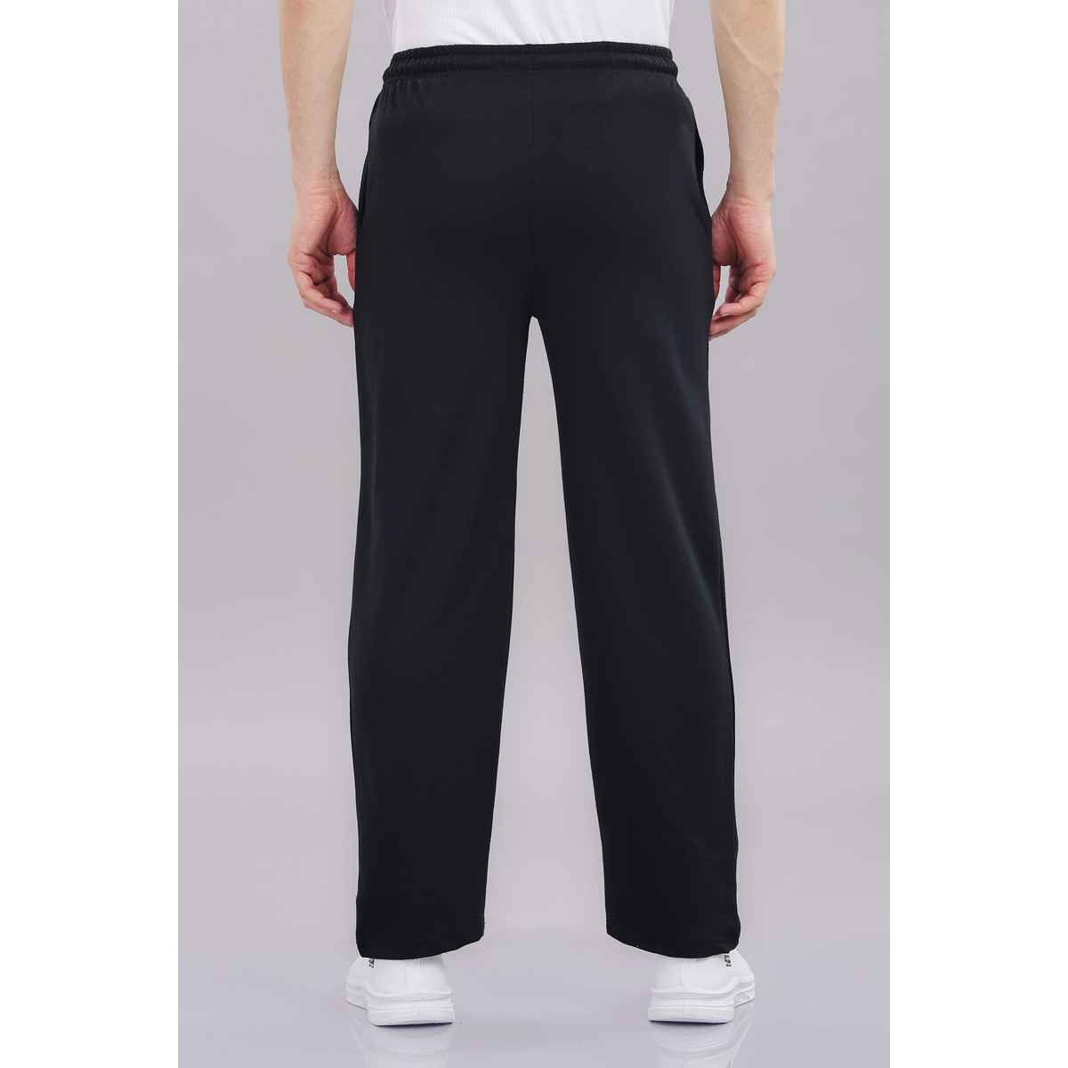 Springman Men's Solid Cotton Rich French Terry Baggy Track Pant | Black - 2XL