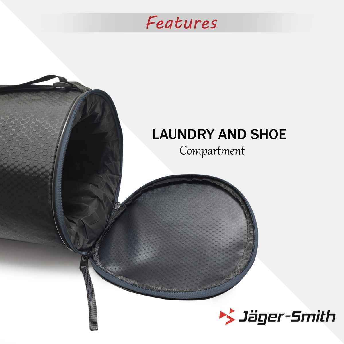 Jager-Smith Unisex Solid Polyester 23 L Gym Bag | Black and Grey