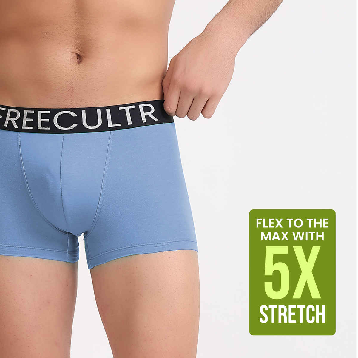 Freecultr Men's Cotton Trunks | Black & Shadow Blue - 2XL