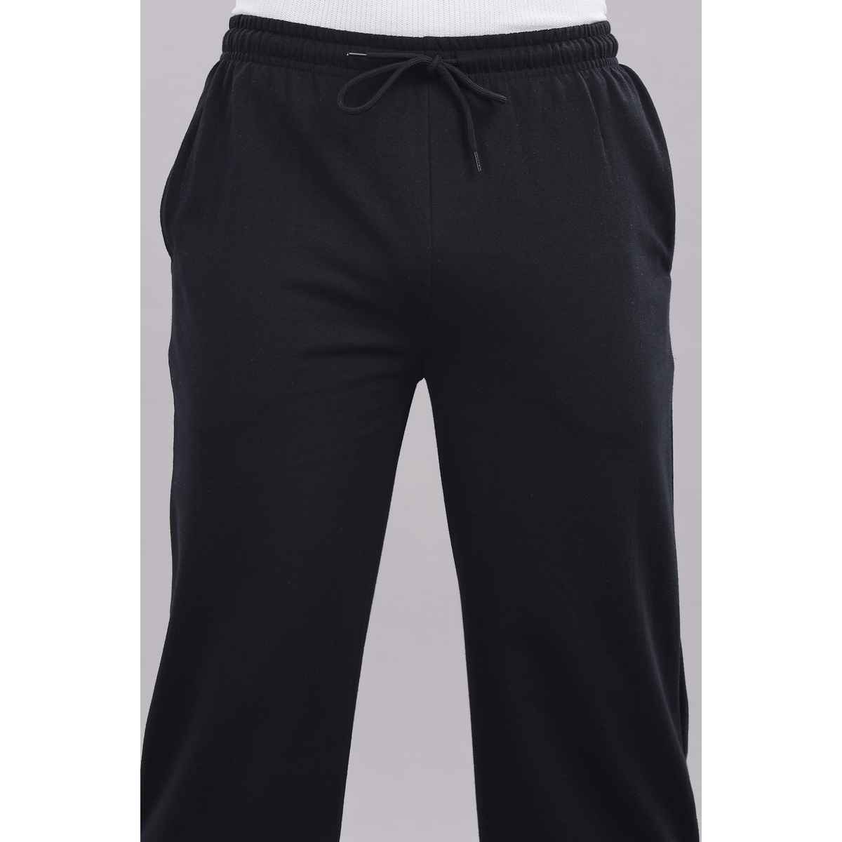 Springman Men's Solid Cotton Rich French Terry Baggy Track Pant | Black - 2XL