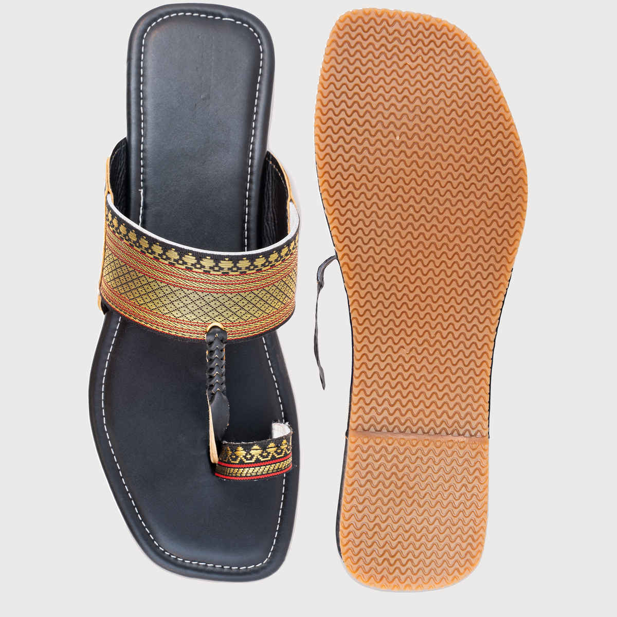 Korakari Ebony Black Kolhapuri for Women Black | UK5