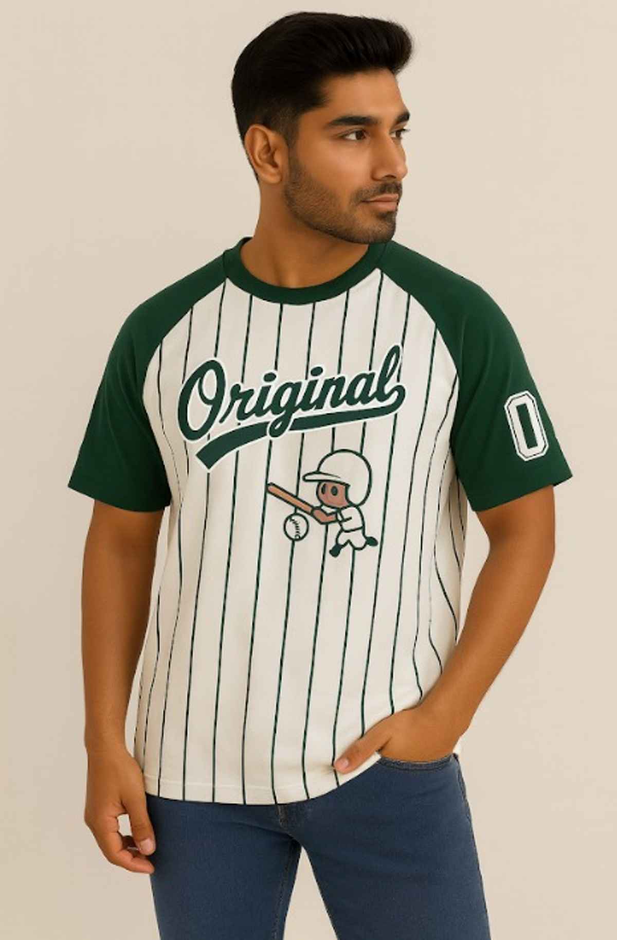 Gcyx Men's Pure Cotton Soul Raglan OST Over Size T Shirt | Green - M